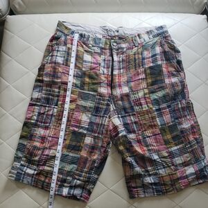 Men Carbon Madras Patchwork Shorts Size 40